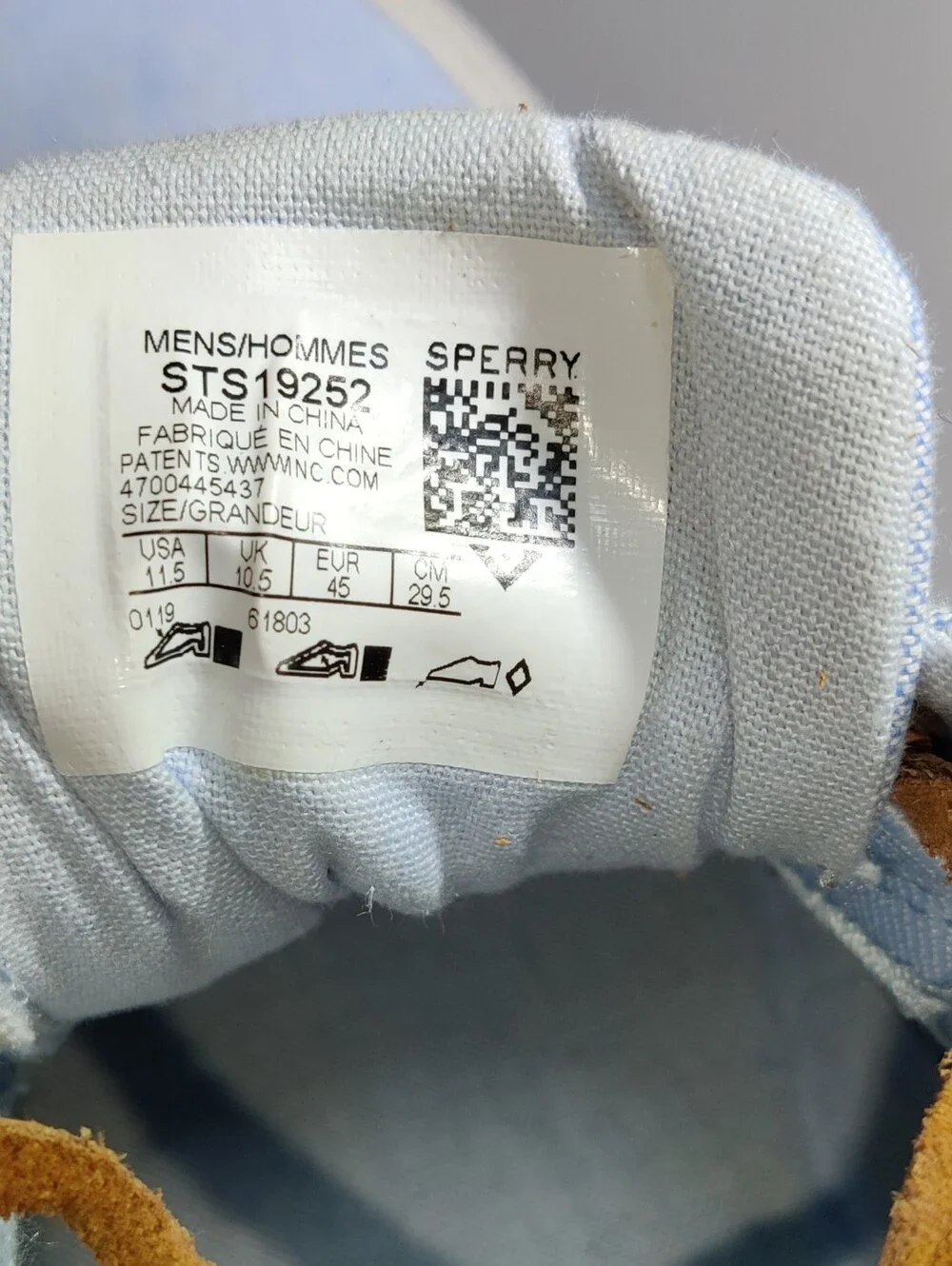 SPERRY Top-sider Baby Blue Canvas White 2-eye Boat Shoes Mens 11.5 Nautical
